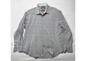 Robert Graham Men's Long Sleeve Gray Abstract Button Up Dress Shirt - XL